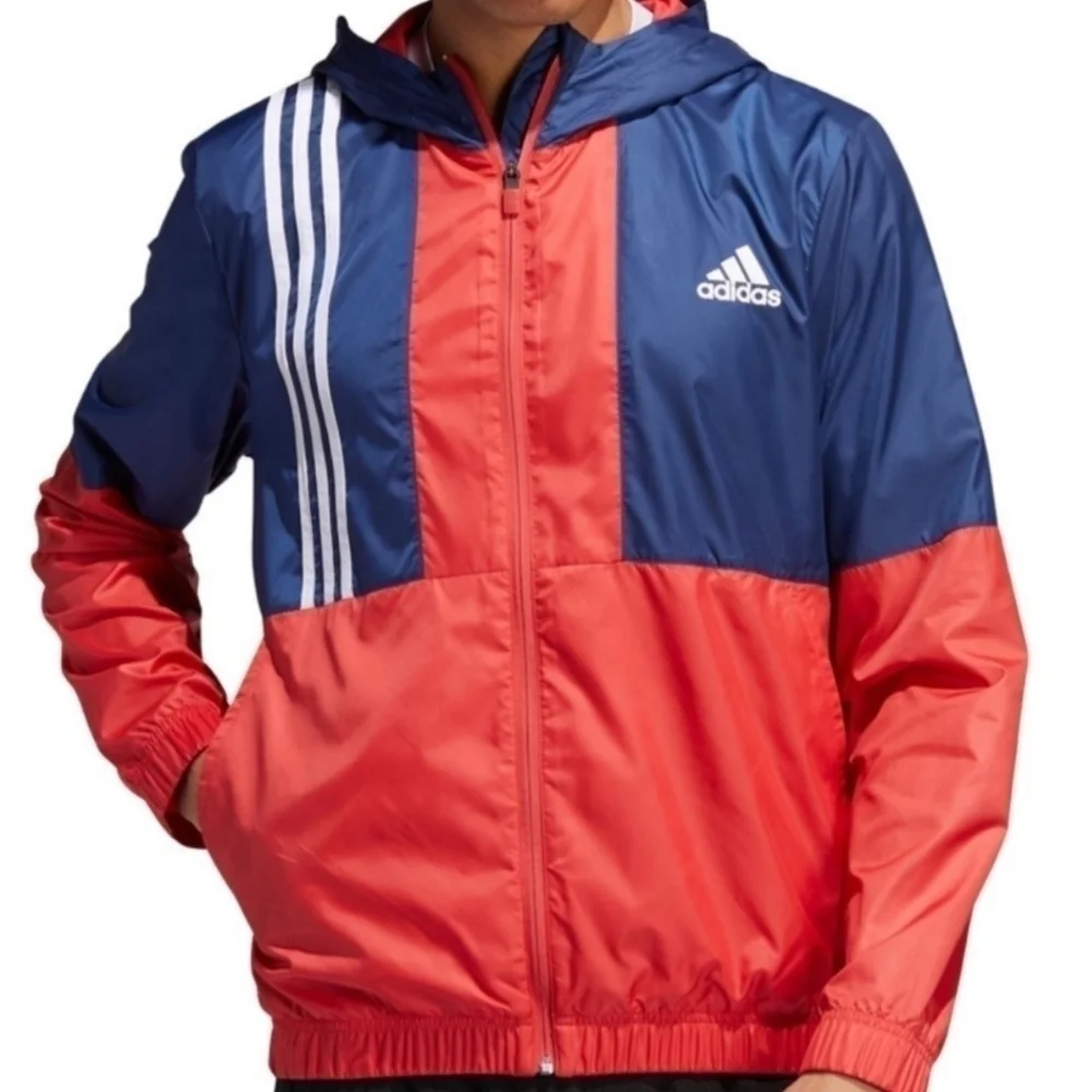 Adidas Navy & Red Lightweight Windbreaker Size Small, athlesiure,  Athletic wear